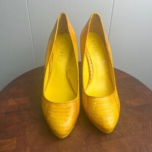 Lauren By Ralph Lauren Kailee Yellow Snake Heels Size 7
